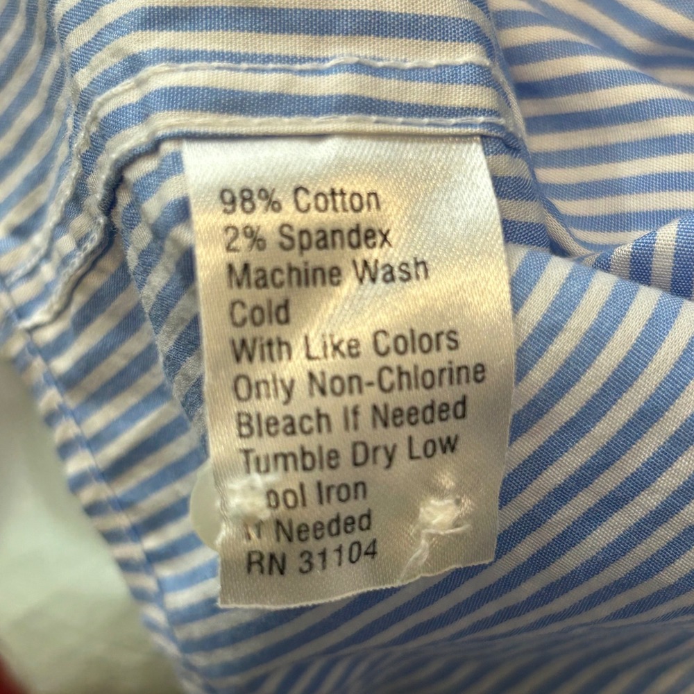 Crown & Ivy Mens Motion Flex Classic Fit Striped Button Down Shirt Blue Sail M - Picture 10 of 10